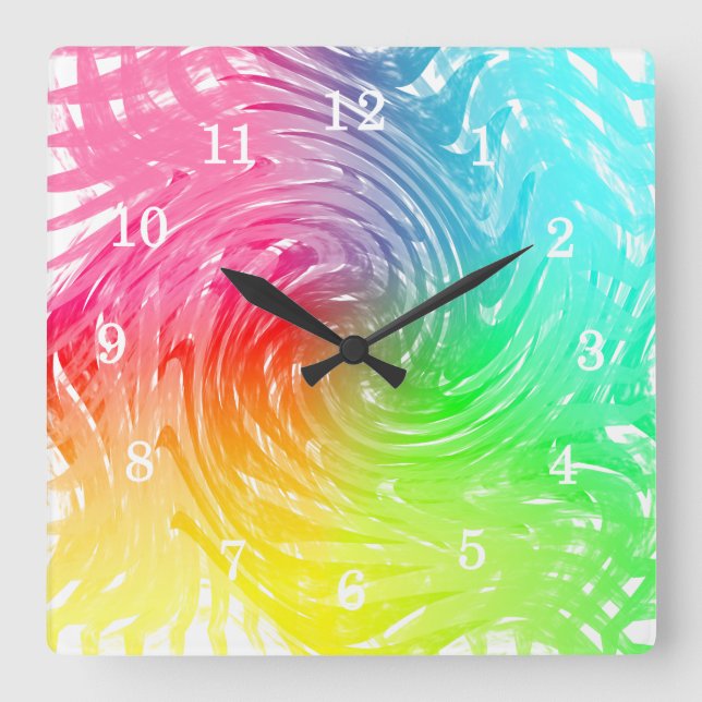 Hellbrennen Abstrakt Wirbel Gemustert Quadratische Wanduhr (Vorderseite)