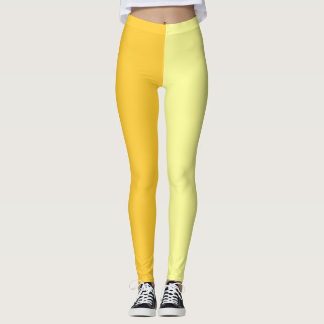 Helldunkelgelb, zwei Tone gesplit Halbdesign Leggings (Vorderseite)