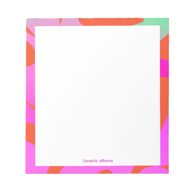 Helle Abstrakt Art Pink Orange Jade Individuelle N Notizblock (Vorderseite)