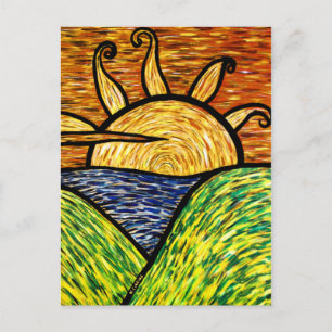 Helle Abstrakt Sunset Postkarte