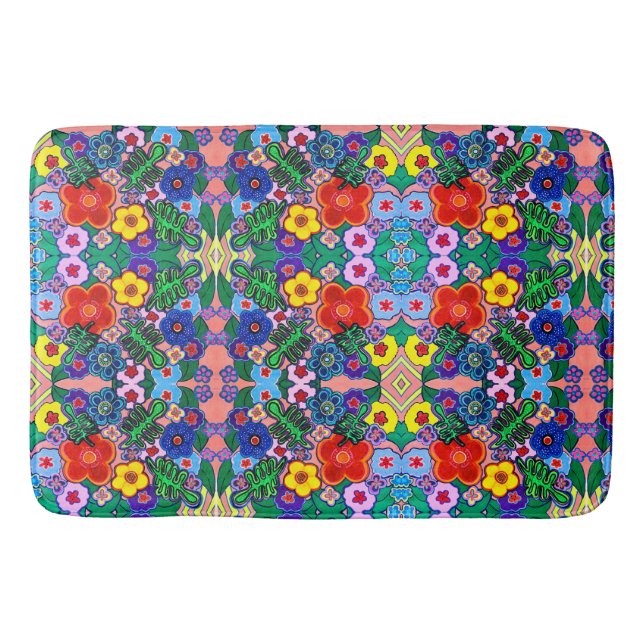 Helle Abstrakte Blume Art Badematte (Vorderseite)