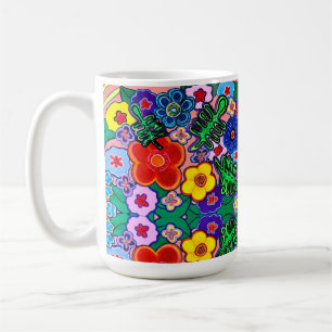Helle Abstrakte Blume Art Kaffee Tasse