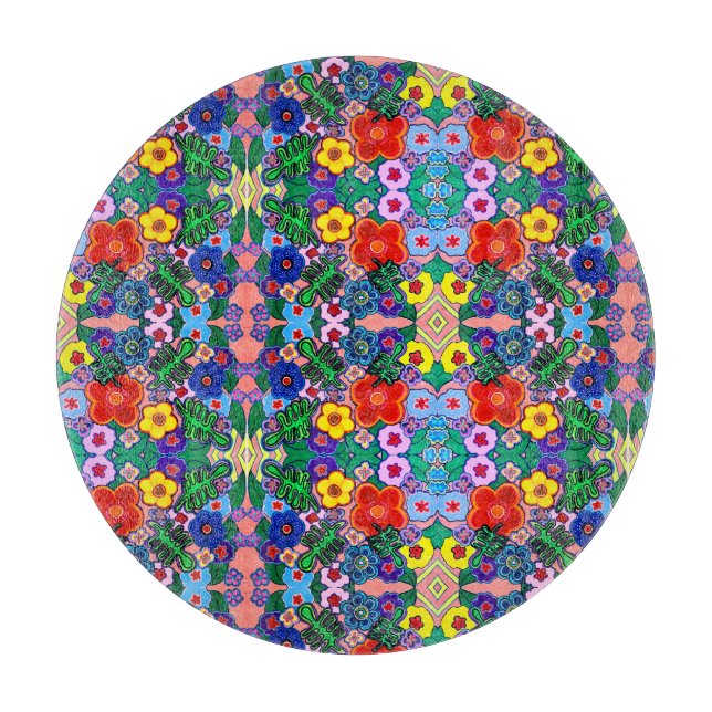 Helle Abstrakte Blume Art Schneidebrett (Vorderseite)