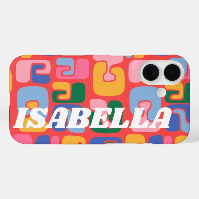Helle Abstrakte Formen Personalisierter Name iPhone 16 Hülle (Rückseite (Horizontal))