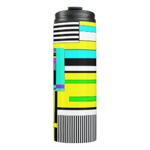 Helle abstrakte geometrische Neonmuster werfen Säu Thermosbecher