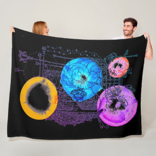 Helle Abstrakte Kunst erweitert Multiversum Fleecedecke