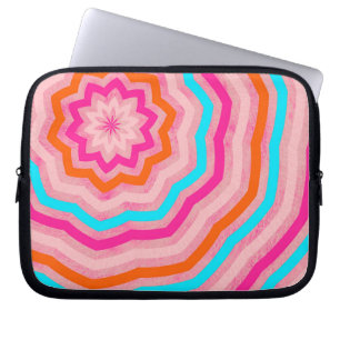 Helle abstrakte lustige Blume in Orange Pink Türki Laptopschutzhülle