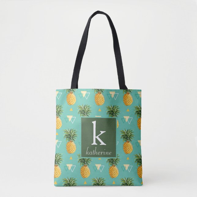 Helle Ananas auf geometrischem Monogramm des Tasche (Vorderseite)