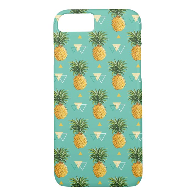 Helle Ananas auf geometrischem Muster Case-Mate iPhone Hülle (Rückseite)