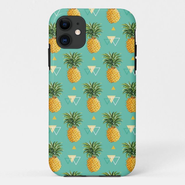 Helle Ananas auf geometrischem Muster Case-Mate iPhone Hülle (Rückseite)
