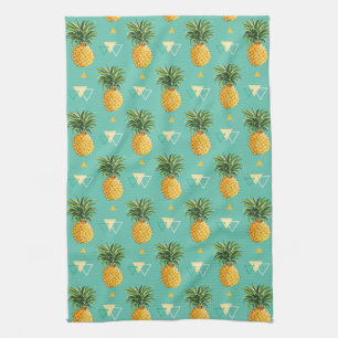 Helle Ananas auf geometrischem Muster Küchentuch