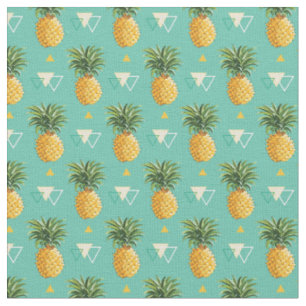 Helle Ananas auf geometrischem Muster Stoff