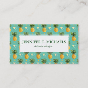 Helle Ananas auf geometrischem Muster Visitenkarte