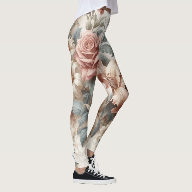 Helle antike Blumenperfektion Leggings (Rechts)