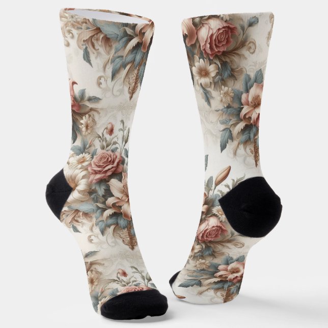 Helle antike Blumenperfektion Socken (Gewinkelt)