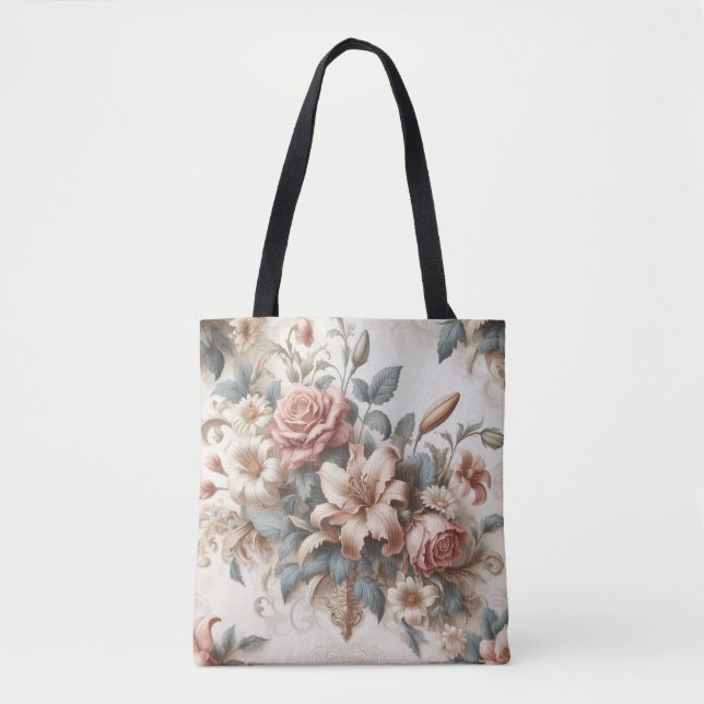 Helle antike Blumenperfektion Tasche (Vorderseite)