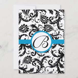 Helle Aqua Damask Wirbel Hochzeit Einladung 5 x 7