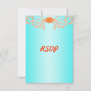 Helle Aqua- und Tangerine-Orange-Hochzeits-RSVP RSVP Karte