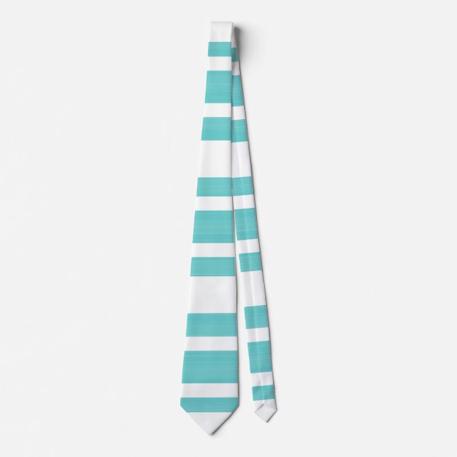Helle aquamarine und weiße Streifen Krawatte (Vorderseite)