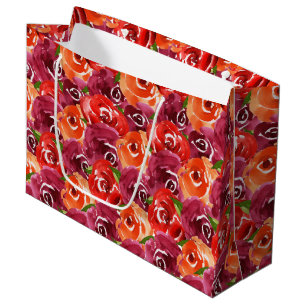 Helle Aquarell-Blumen-Collage Große Geschenktüte