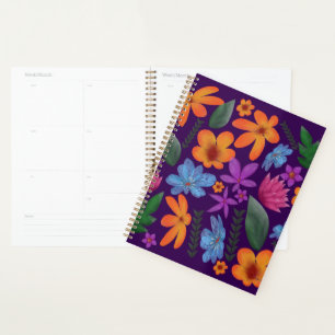 Helle Aquarell-Blumenmuster Botanik-Ästhetik Planer