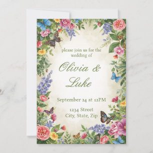 Helle Aquarell-Wildblumen-Hochzeitseinladung Einladung