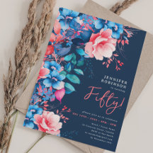 Helle Aquarellblume 50. Geburtstagsnacht