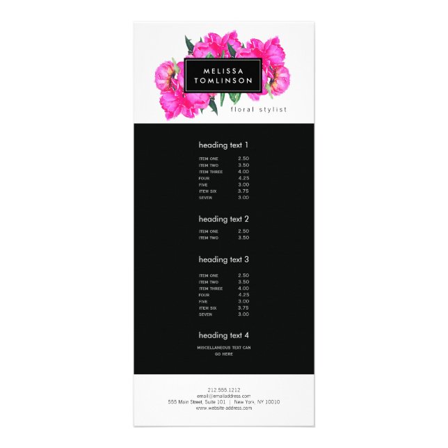 Helle Aquarellfarben Pink Peonies Floral Bouquet Werbekarte (Vorne)