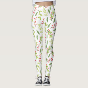 Helle Aquarellfarben Weihnachtsmistletogramm Muste Leggings