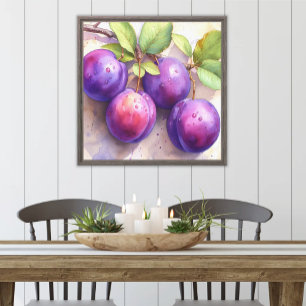 Helle Aquarellflächen Bauernhof Frucht Küche Leinwanddruck