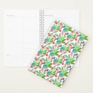 Helle Aquarellkaktus und sukkulentes Muster Planer