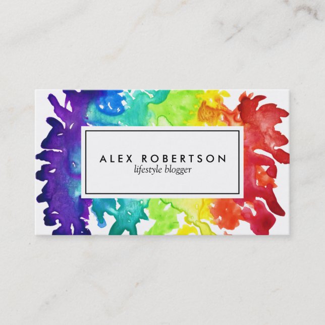 Helle Aquarellregenbogen-Visitenkarte Visitenkarte (Vorderseite)