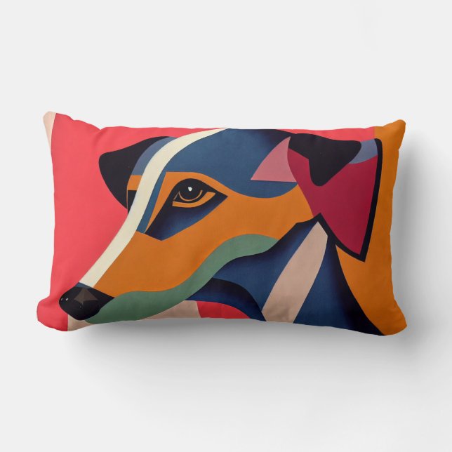Helle Art Deco Greyhound Face Lendenkissen (Vorderseite)