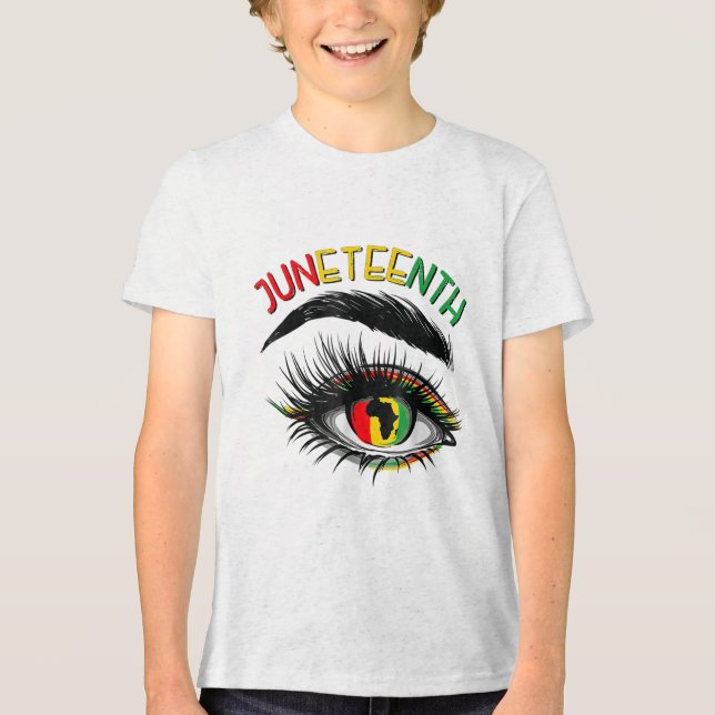 Helle Augen Junetezehnte augenafrikanische Amerika Tri-Blend Shirt (Vorderseite)