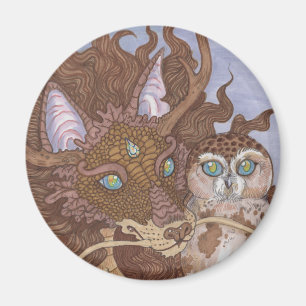 Helle Augen Owl und Dragon Magnet