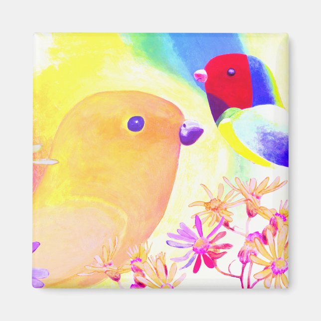 Helle Batik Vögel Magnet (Vorne)