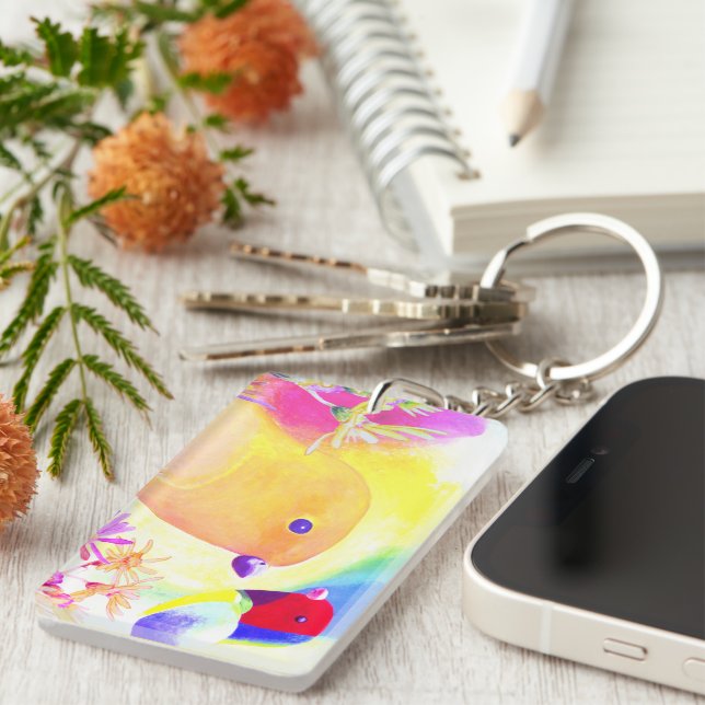 Helle Batik Vögel Schlüsselanhänger (Vorderseite rechts)