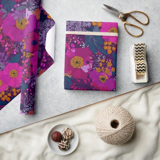 Helle Beeren Blumenmuster Geschenkpapier (Kunsthandwerk)