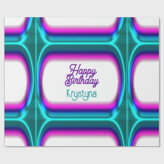 Helle benutzerdefinierte Happy Birthday Magenta Cy Geschenkpapier