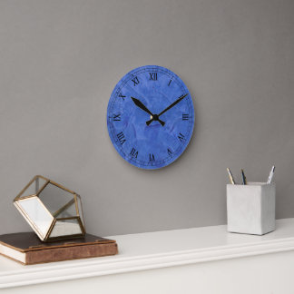 Helle Blaue Faux-Finish-Römische Ziffern Runde Wanduhr