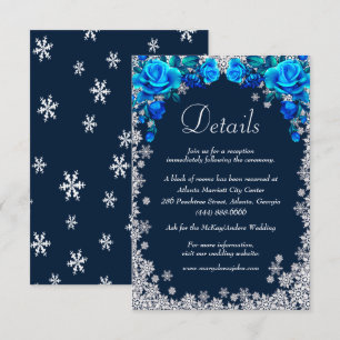 Helle blaue Rose Snowflake Hochzeitdetails Begleitkarte