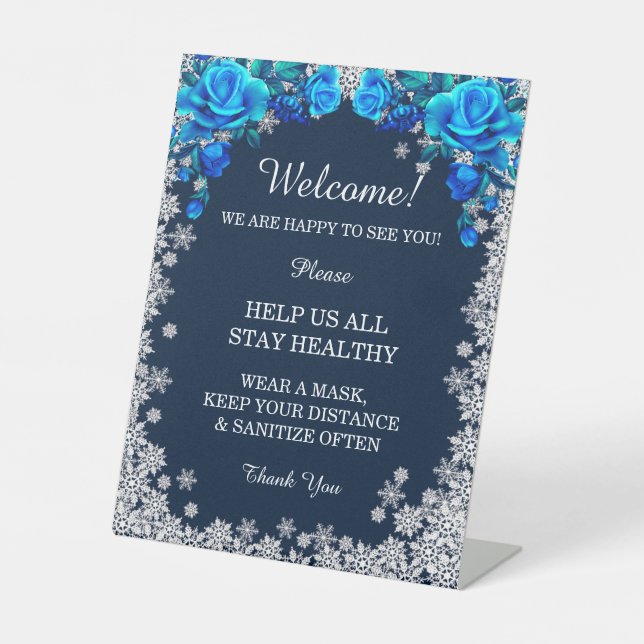 Helle blaue Rose Snowflake-Sicherheitsmaßnahme Sockelschild (Vorderseite)