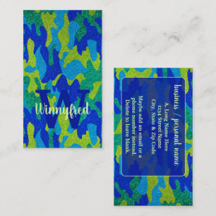 Helle Blue & Green Camouflage Glitzer Camouflage N Visitenkarte