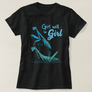 Helle Blue Mantis Illustration mit Fun Phrase T-Shirt