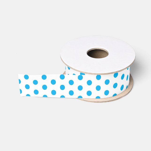 Helle Blue Polka Dots Preppy Multi-Anwendung Ripsband (Spule)