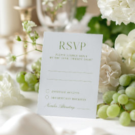 Helle Blue & Sage Green Elegante Wedding RSVP Card Karte