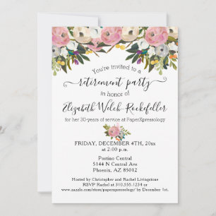 Helle Blume Boho Floral Retirement Party Foto Einladung