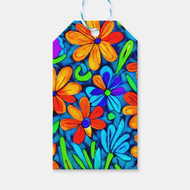 Helle Blume der Folklore Geschenkanhänger (Vorderseite)