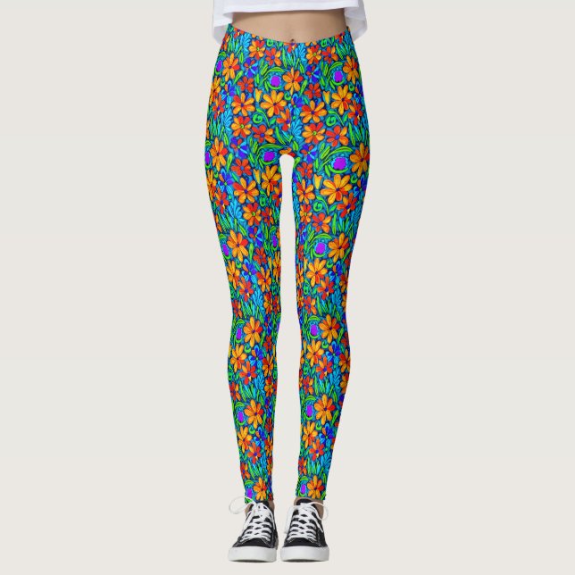 Helle Blume der Folklore Leggings (Vorderseite)