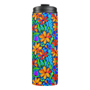 Helle Blume der Folklore Thermosbecher